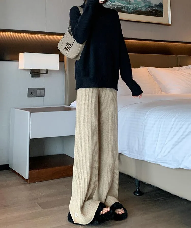 Zoya Ribbed Knit Button Pants